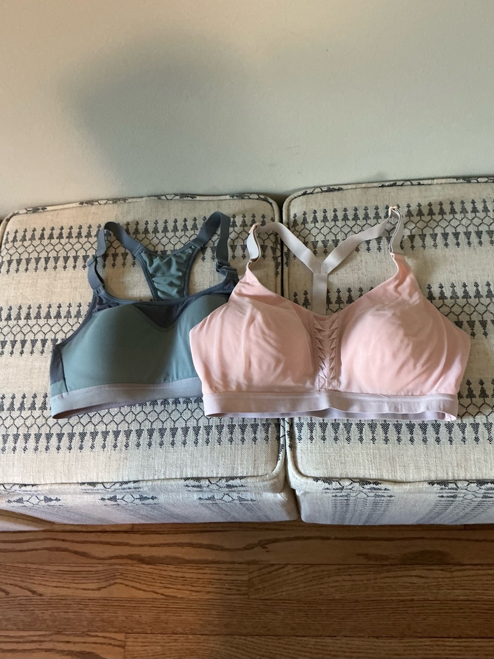 Victorias Secret Women’s Wireless Soft-Cup Sports Bras- Peach and Sage